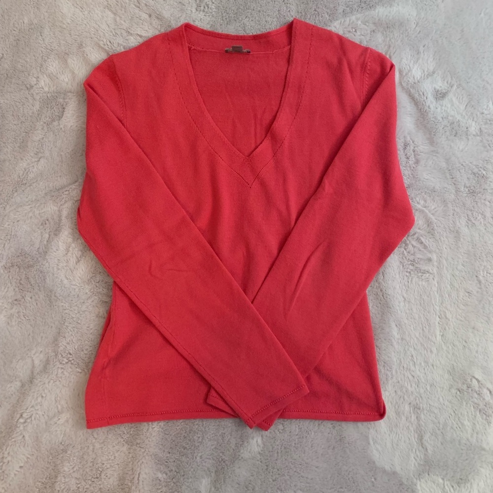 Ann Taylor 100% Italian Extra Fine Merino Wool Sweater Women Sz M V-Neck